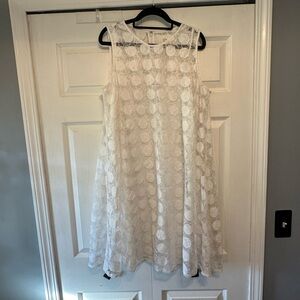 Donna Morgan Slip Dress With Polka Dot Overlay